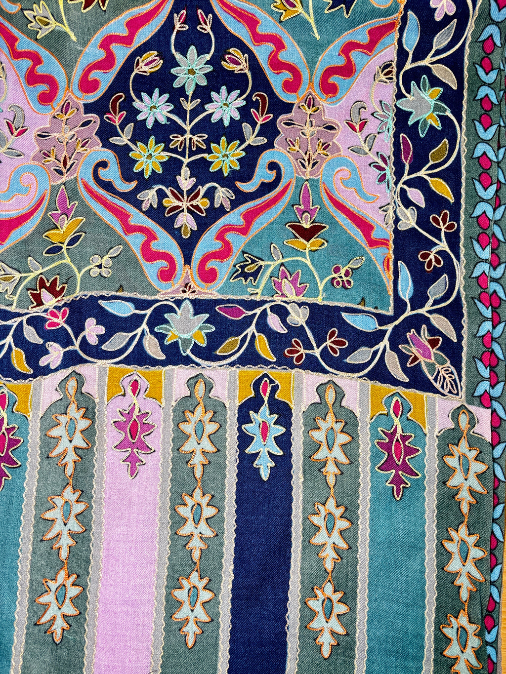 Blue Kalamkari Geometric Stole