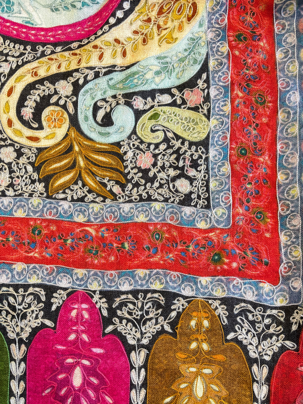 Red Kalamkari Ethnic Motifs Shawl
