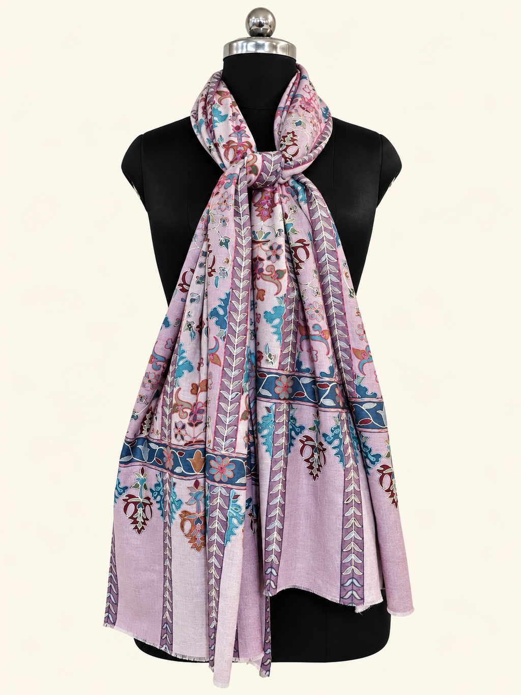 Pink Kalamkari Geometric Stole