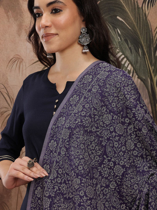 Women Purple Geometric Shawl