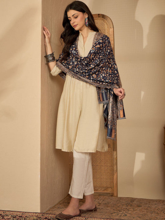 Blue Reversible Kaani Stole