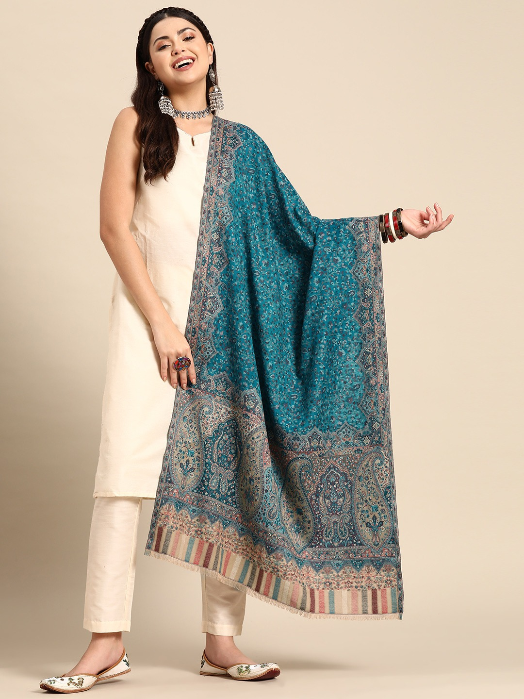 Women Woven Design Dual tone Kashmiri Stole