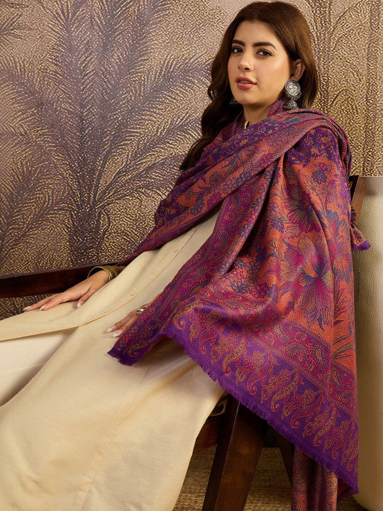 Women Floral Woven Design Shawl