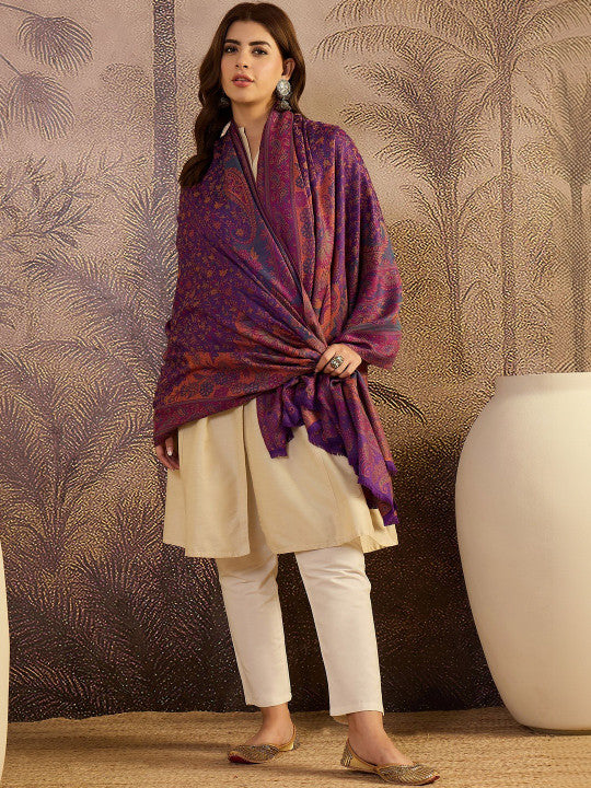 Women Floral Woven Design Shawl
