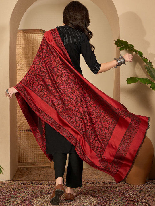 Vasudha Red Kashmiri Reversible Stole