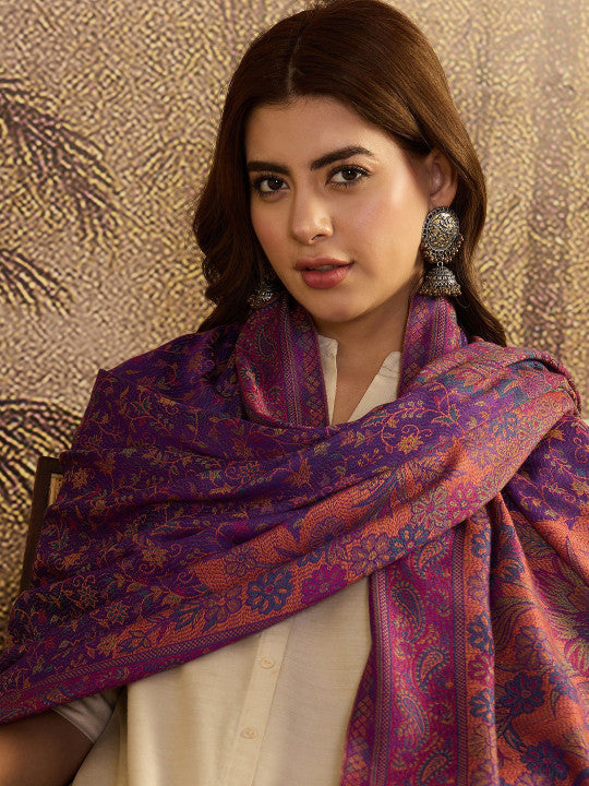 Women Floral Woven Design Shawl