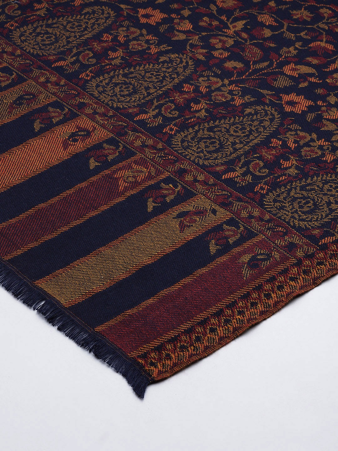 Women Navy Floral Jamawar Shawl