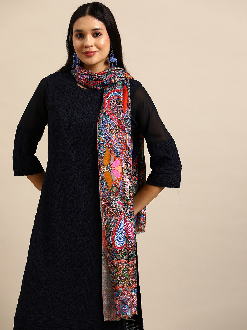 Women Ethnic Motifs Printed Kalamkari Stole