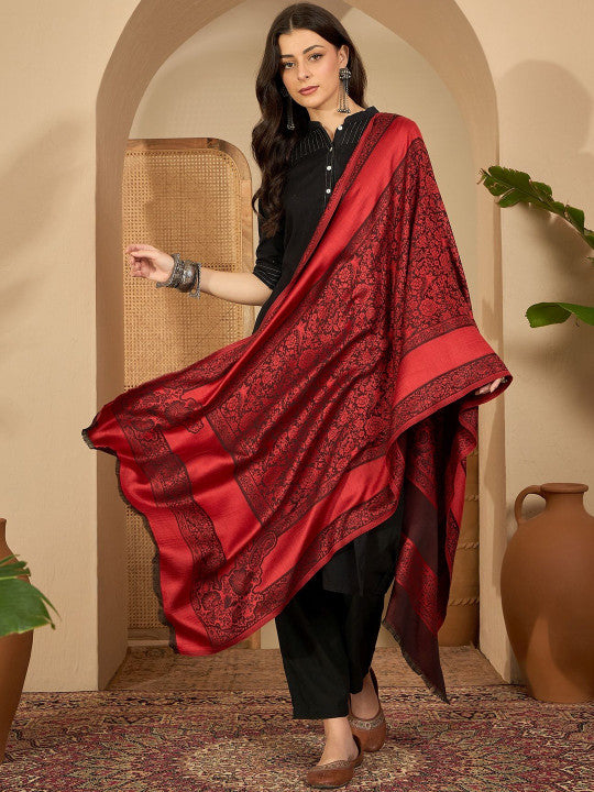 Vasudha Red Kashmiri Reversible Stole