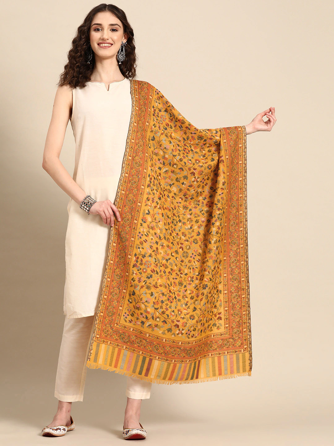 Kashmiri Mustard Kaani Stole