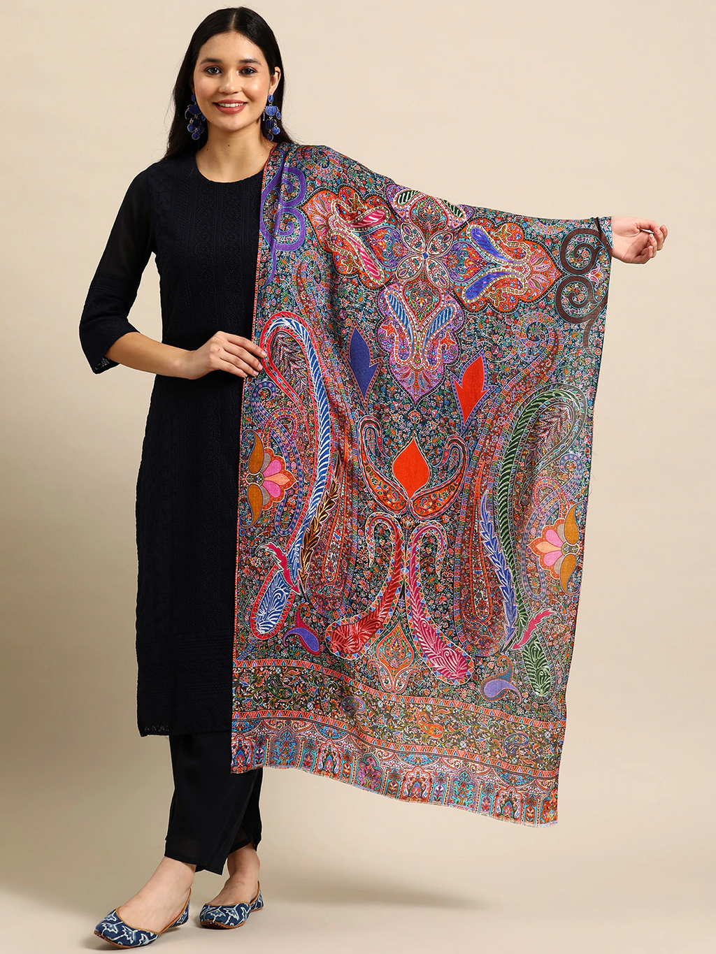 Women Ethnic Motifs Printed Kalamkari Stole
