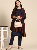 Women Navy Floral Jamawar Shawl