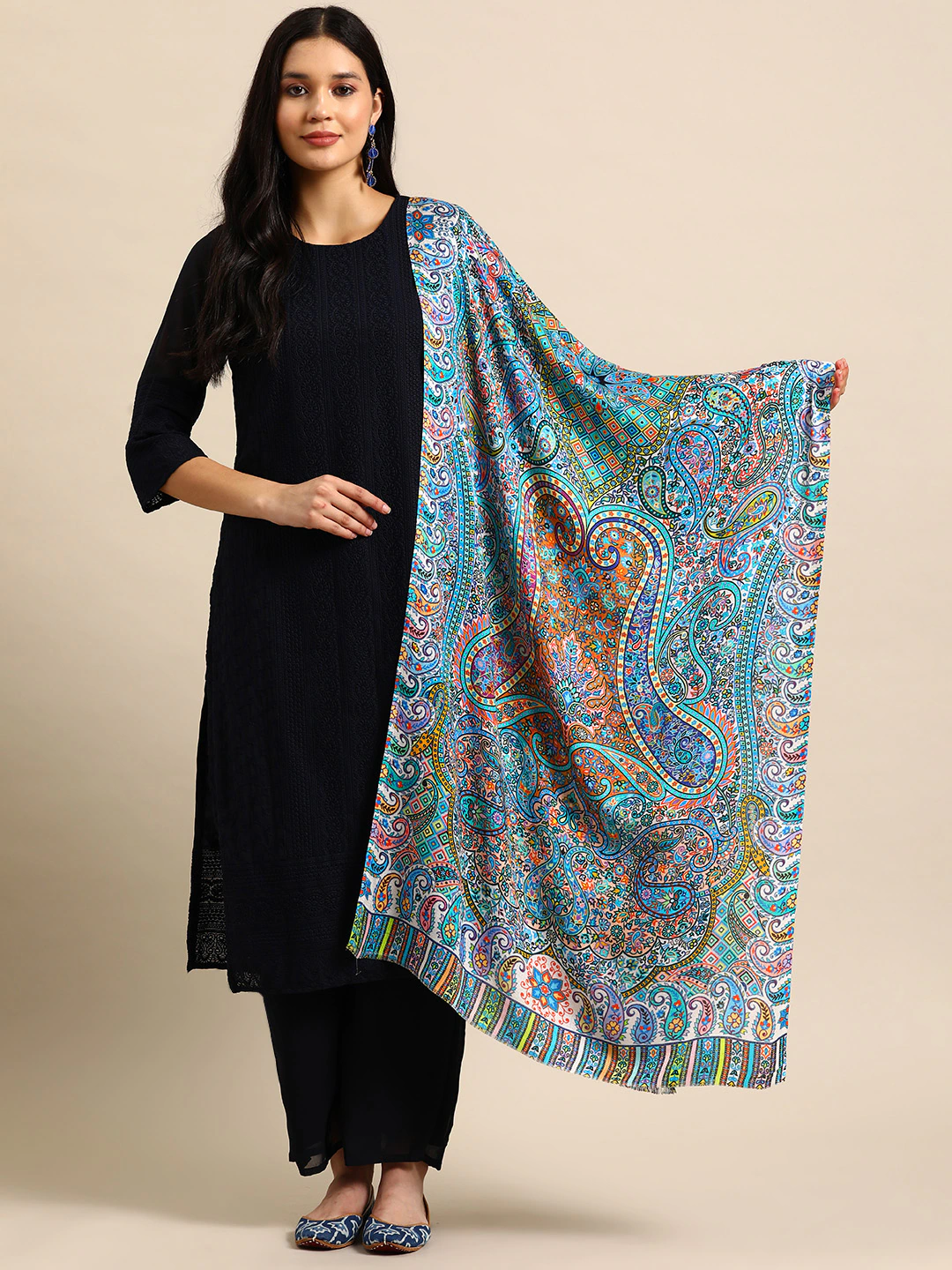 Blue Printed Stole