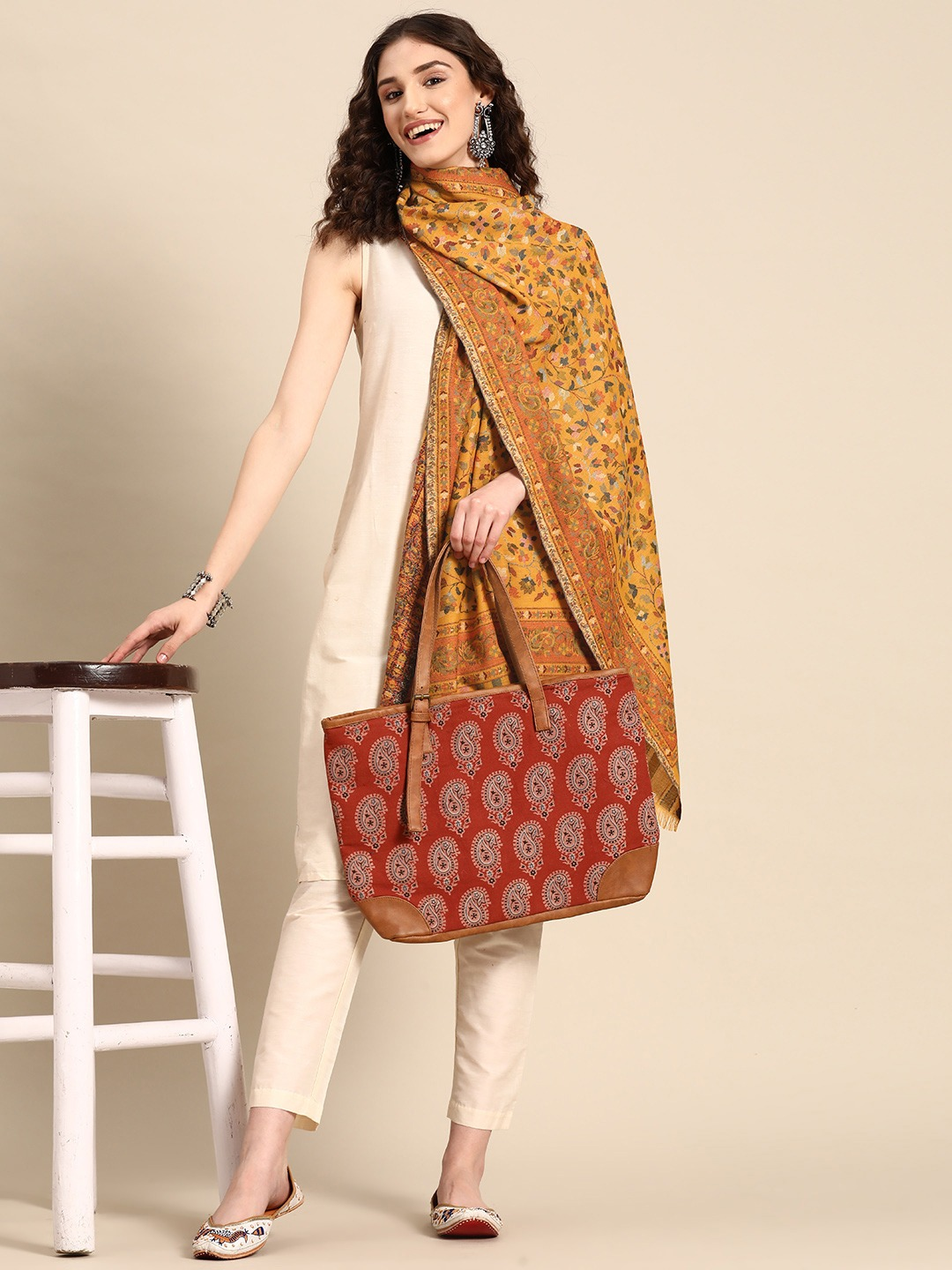 Kashmiri Mustard Kaani Stole