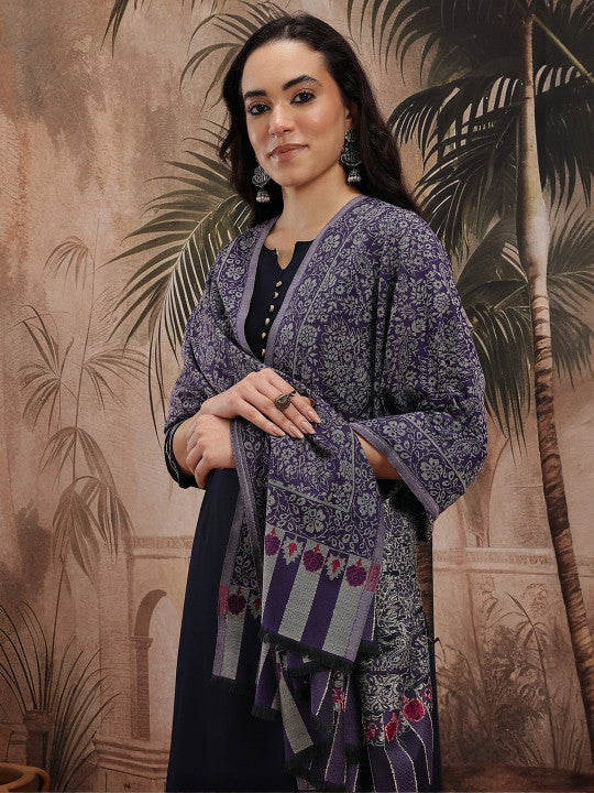 Women Purple Geometric Shawl