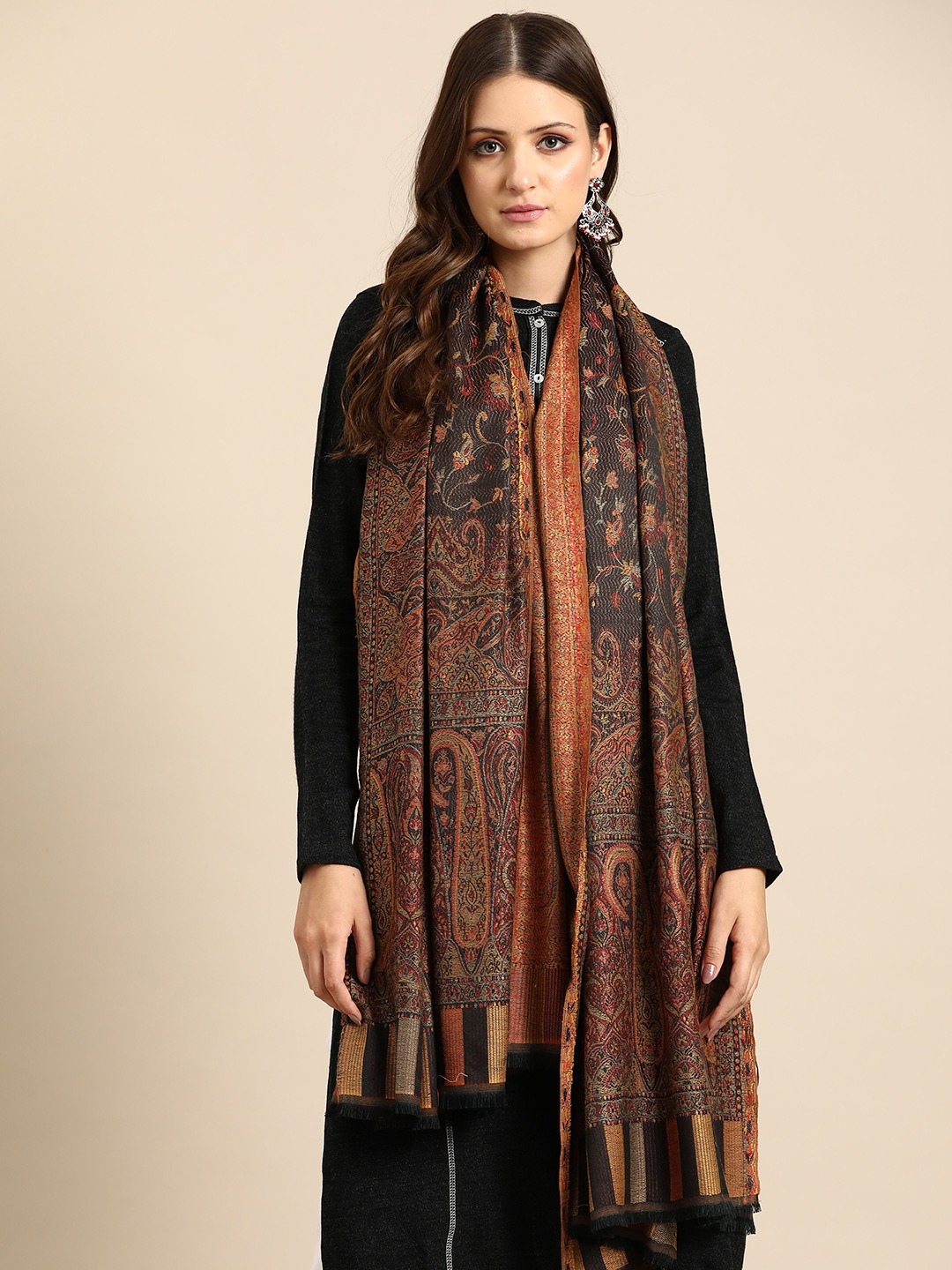 Women Brown Jamawar shawl