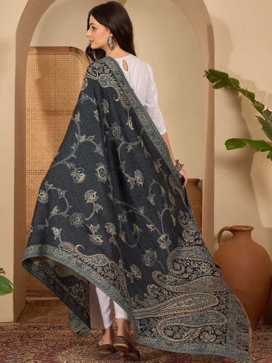 Ethnic Jamawar blue shawl