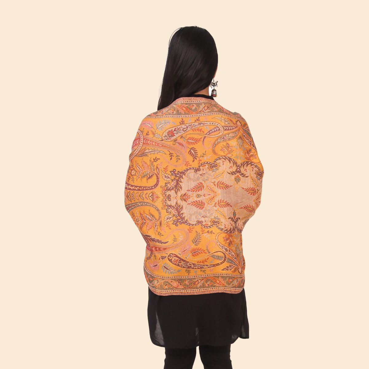 Kusum Mustard Jamawar Stole