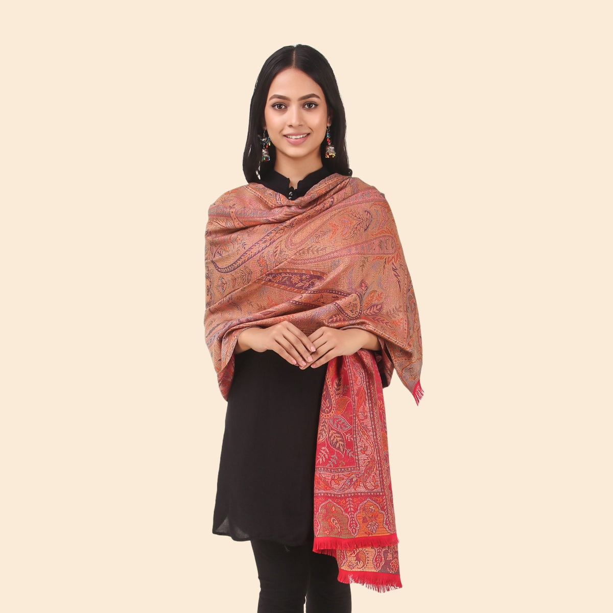 Kusum Maroon Jamawar Stole