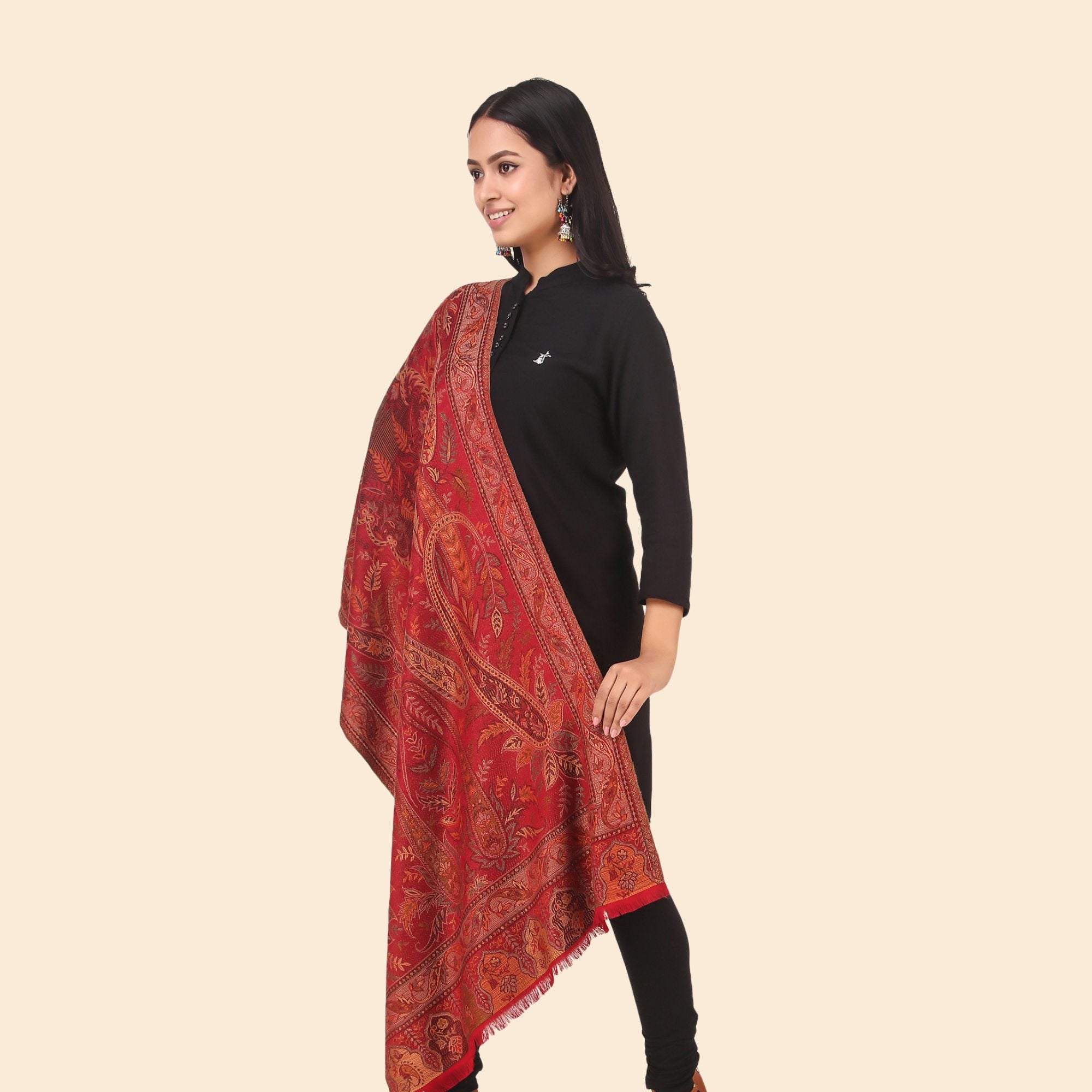 Kusum Maroon Jamawar Stole