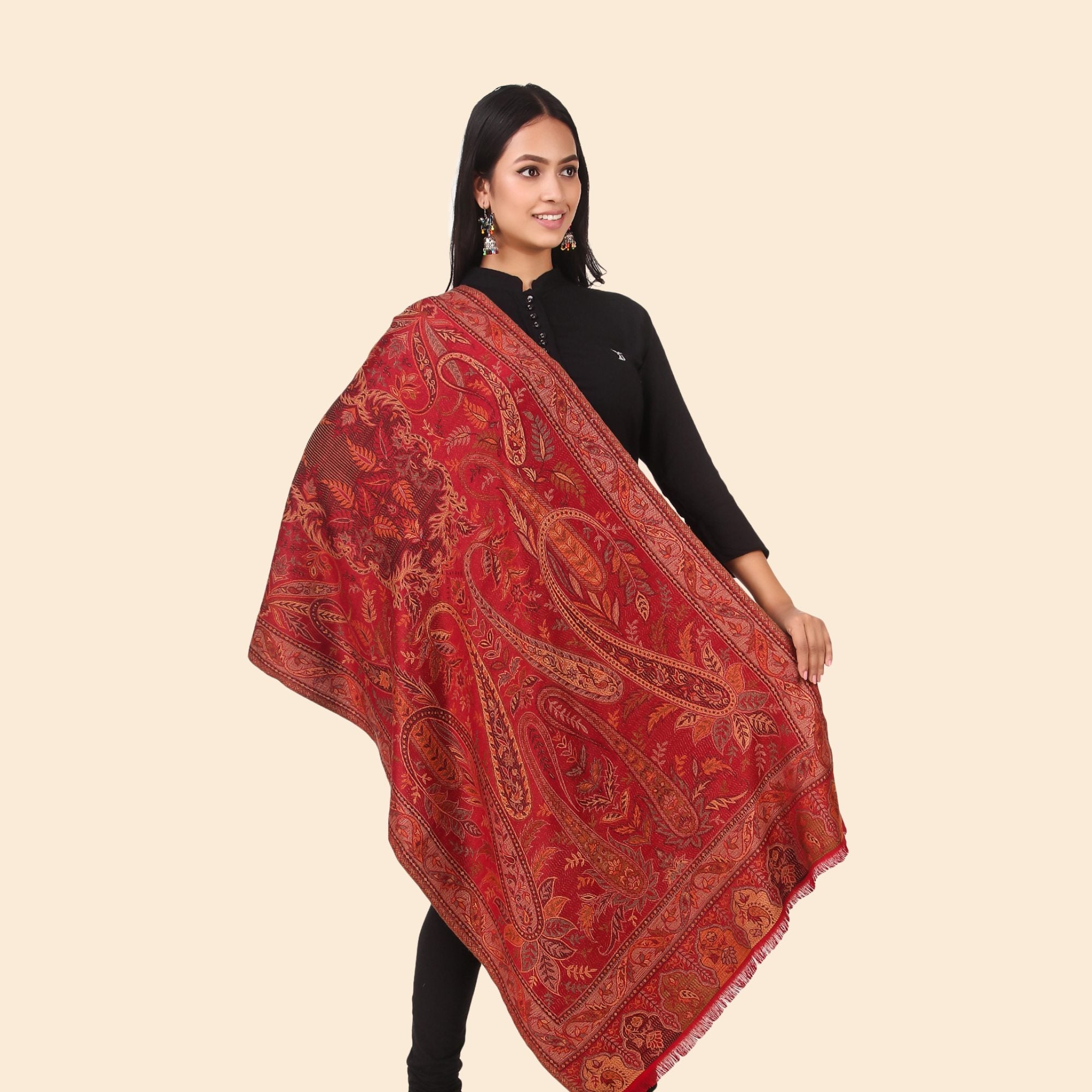 Kusum Maroon Jamawar Stole