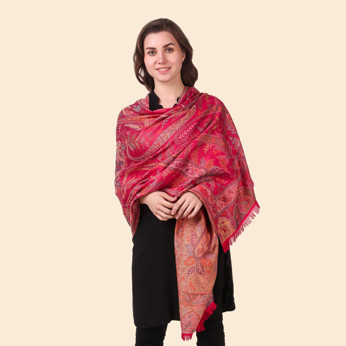 Kusum Pink Jamawar Stole