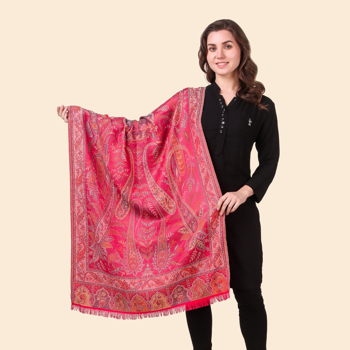 Kusum Pink Jamawar Stole