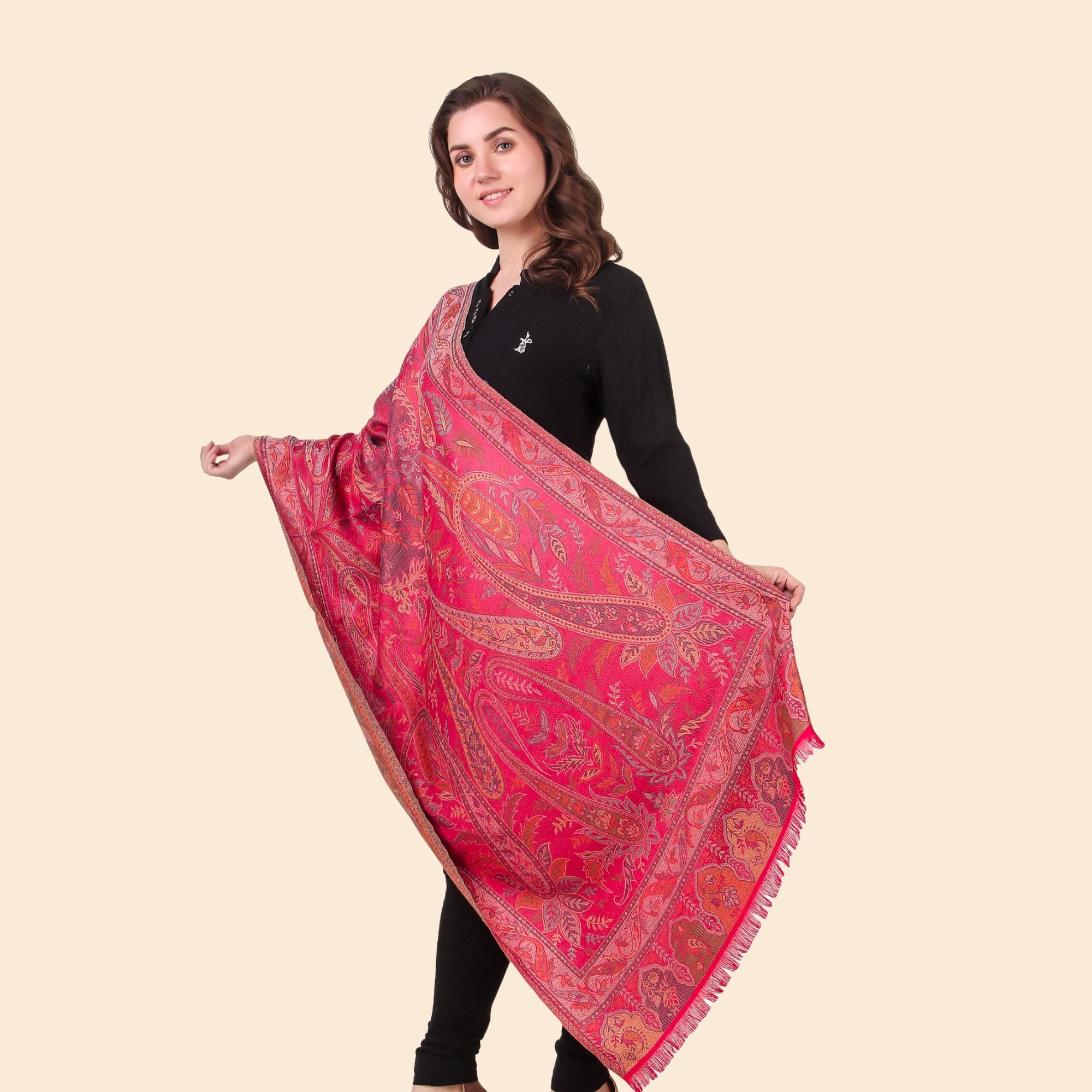 Kusum Pink Jamawar Stole
