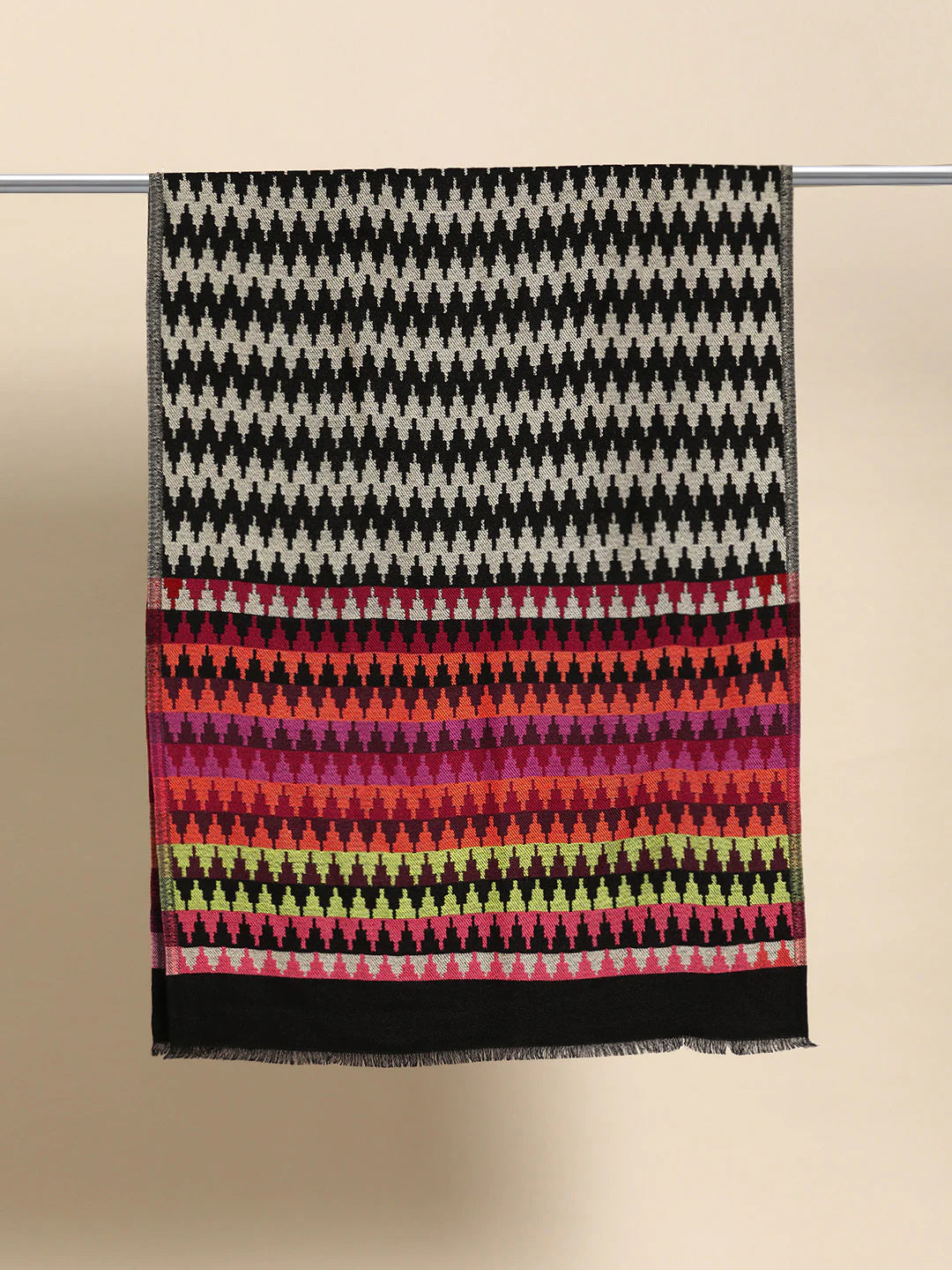 Women Multicoloured Woven Design Geometric Stole