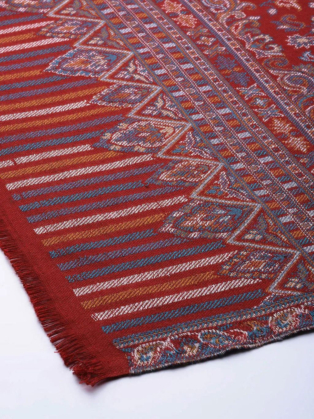 Women Maroon Kaani Woollen Woven Shawl - Signet Scarves